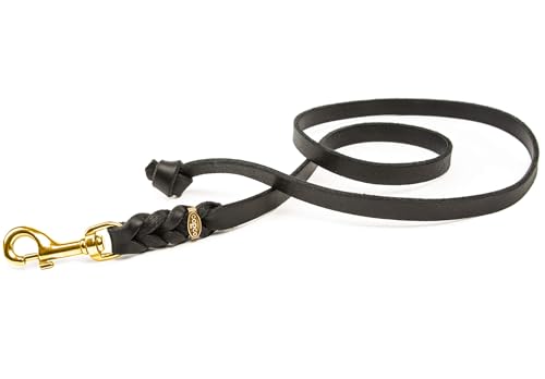 CopcoPet Hundeleine geflochten ohne Handschlaufe, Führleine ist aus robustem Fettleder mit Karabiner aus Messing, perfekt für große, mittlere und kleine Hunde, 1,35 m x 8 mm in Schwarz von CopcoPet