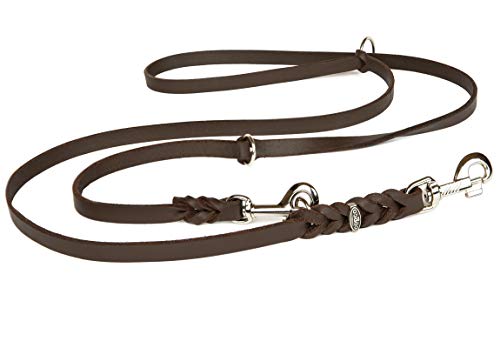 CopcoPet – Fettlederleine für Hunde – 3-Fach verstellbare Hundeleine aus weichem Leder mit Karabinern & Beschlägen aus Chrom – geflochtene Führleine 100% Handmade in Germany (5,0m x 20mm | Braun) von CopcoPet