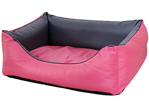 CopcoPet Hundebett Rocco Rosa/Grau 80 x 60 cm – Wendebett aus pflegeleichtem Kunstleder – Waschbar & bequem – Mit erhöhtem Rand – Formstabiler Schlafplatz für kleine Hunde CopcoPet Hundebett Rocco Rosa/Grau 80 x 60 cm – Wendebett aus pflegeleichtem Kunstleder – Waschbar & bequem – Mit erhöhtem Rand – Formstabiler Schlafplatz für kleine Hunde von CopcoPet