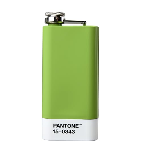 PANTONE Flachmann, Edelstahl mit Schraubverschluss, 150ml, in Geschenkbox, Greenery 15-0343 von Copenhagen Design