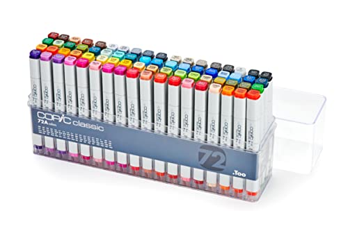 COPIC Classic Marker Set A mit 72 Farben, professionelle Layoutmarker, im praktischen Acryl-Display zur Aufbewahrung und einfachen Entnahme von Copic