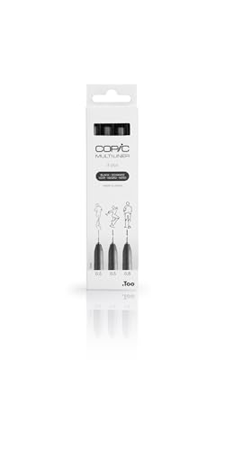 COPIC Multiliner Set, Black, 3 Fineliner in verschiedenen Strichstärken, Zeichen Stifte mit einer feinen Spitze und wasserbeständiger Pigmenttinte von Copic