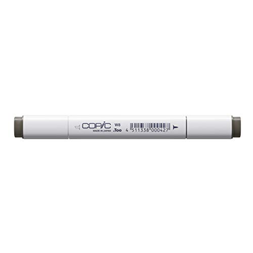 COPIC Classic Marker Typ W - 8, warm gray No. 8, professioneller Layoutmarker, mit einer breiten und einer feinen Spitze von Copic