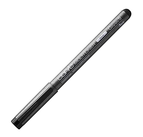 Multiliner black Calligraphy S, Zeichen-Stift mit Keilspitze 2 mm, wasserbeständiger Pigmenttinte in Schwarz, zum Zeichnen, Lettern und kalligrafischem Schreiben von Copic