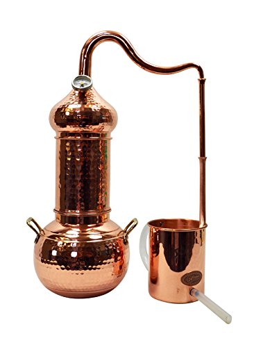 Copper Garden Kupfer Destille Essence Plus 2 Liter I Kleindestille mit Aromakorb zur Kolonnenbrennerei I Legales Destilliergerät für ätherische Öle/Hydrolate/Düfte/destilliertes Wasser etc. von Copper Garden