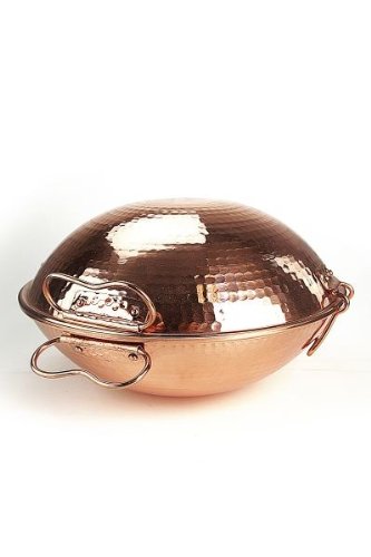 CopperGarden® Cataplana Bräter aus handverzinntem gehämmerten Kupfer mit ca 24 cm Durchmesser I Portugies. Kupferbräter mit perfekter Wärmeleitfähigkeit I Für Gas/Feuer/Grill & Backofen von Copper Garden