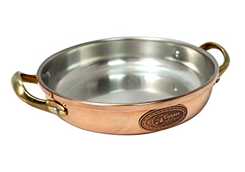 Copper Garden Kupfer Schmorpfanne 16 cm mit Griffen I Kupferpfanne lebensmittelecht verzinnt: Ideale Wärmeleitung/-verteilung I Kupfer Pfanne hoch & stabil zum Braten, Überbacken, Servieren etc. von Copper Garden