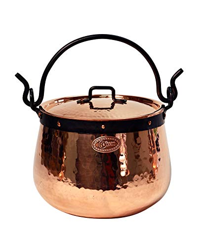 CopperGarden Kupferkessel 3 L mit Henkel + Deckel I Robuster Kessel aus verzinntem Kupfer: Ideale Wärmeleitung & -verteilung I Lebensmittelechter Feuerkessel für Gulasch/Feuerzangenbowle uvm. von Copper Garden