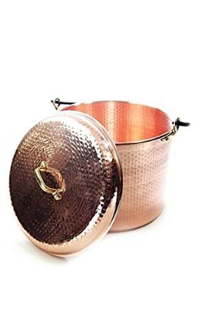 CopperGarden Kupfertopf mit Deckel + Henkel aus Schmiedeeisen 18 L I Gehämmerter Kupferkochtopf aus blankem Kupfer: Ideale Wärmeleitung & -verteilung I Robuster Kupfer Topf 100% lebensmittelecht von Copper Garden