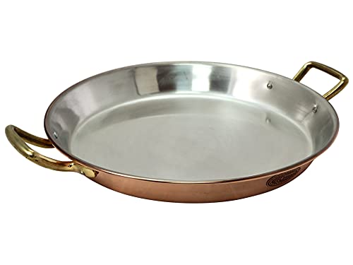 CopperGarden Paella Pfanne 24 cm mit Griffen für 2-3 Personen I Mit Zinn beschichtete Pfanne aus Kupfer zur idealen Wärmeleitung/-verteilung I Platzsparende & langlebige Paellapfannen von Copper Garden