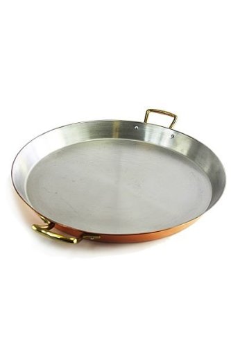 CopperGarden Paella Pfanne 34 cm mit Griffen für 4-6 Personen I Mit Zinn beschichtete Pfanne aus Kupfer zur idealen Wärmeleitung/-verteilung I Platzsparende & langlebige Paellapfannen von Copper Garden