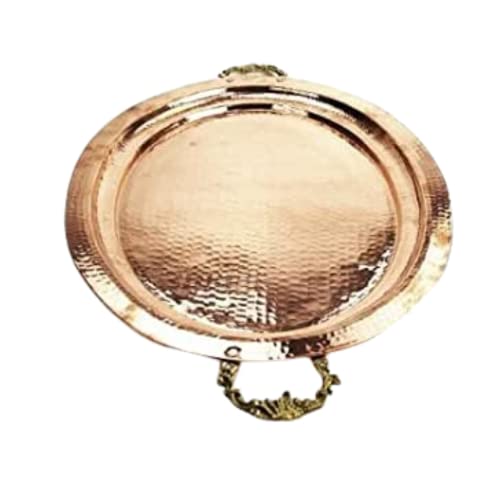 CopperGarden Serviertablett 40x52 cm I Deko-Tablett aus Kupfer mit Messinggriffen I Deko Schale I Kupferschale I Orientalische Dekoplatte I 2kg Kupfergewicht I Handarbeit von Copper Garden