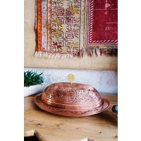Handgefertigte Kupfer Servierplatte Mit Deckel, Serviertablett, Speiseplatte Handgefertigte Kupfer Servierplatte Mit Deckel, Serviertablett, Speiseplatte von CopperConceptShop