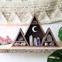 Coppermoon Black Geometric Mountain Regal, Dreiecksregal, Rustikale Regale - Crescent Moon von CopperMoonBoutique