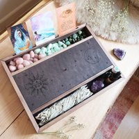 Kupfermond Sonne & Mond Tarot Orakel Kartenfach, Mondphasen Box, Kristall Box von CopperMoonBoutique