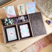 Kupfermond Sonne & Mond Tarot Orakel Kartenhalter Fach Box, Mondphasen Kristall Box von CopperMoonBoutique