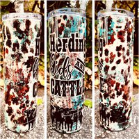 Herding Kinder Und Rinder 30Oz Rindsleder Becher Süßer Westernbecher von CopperRoofCreations