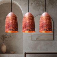 3Er-Set Kupfer Bauernhaus Leuchte, 3Er Set Handgefertigte Deckenleuchte, Gehämmerte Rustikale Kücheninsel Leuchten 3Er-Set Kupfer Bauernhaus Leuchte, 3Er Set Handgefertigte Deckenleuchte, Gehämmerte Rustikale Kücheninsel Leuchten von CopperSouk