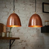 Set Von Zwei Handgefertigten Gehämmerten Kupfer Bauernhaus Pendelleuchten Set Von Zwei Handgefertigten Gehämmerten Kupfer Bauernhaus Pendelleuchten von CopperSouk