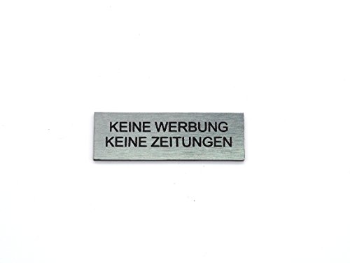 Bitte keine Werbung kostenlose Zeitungen Briefkasten Schild | Türschild Selbstklebend | Aluminium Edelstahlschilder-Optik | versch. Designs mit STOP Zeichen (Keine Werbung Keine Zeitungen) von CopterFarm