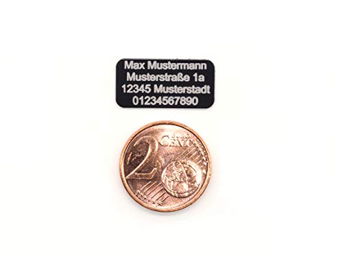 CopterFarm Sicherheitsschild Drohnen Kennzeichnung Plakette Adressgravur Kennzeichen Schild Feuerfest Selbstklebend 1-8er Set (1, Micro 20x10mm) von CopterFarm