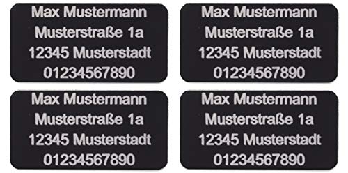 CopterFarm Sicherheitsschild Drohnen Kennzeichnung Plakette Adressgravur Kennzeichen Schild Feuerfest Selbstklebend 1-8er Set (4, Micro 20x10mm) von CopterFarm