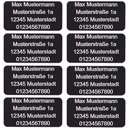 Drohnen Kennzeichnung Plakette Adressgravur Kennzeichen Schild Feuerfest Selbstklebend 1-8er Set (8x Micro 20x10mm) von CopterFarm