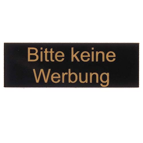 Gravurheim Briefkastenschild Türschild individuelle Gravur Name | selbstklebend - personalisiert | Kunststoff - Plastik | viele Farben und Größen (Bitte keine Werbung, Schwarz-Gold) von CopterFarm