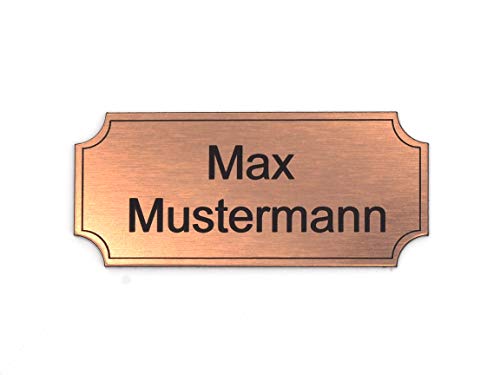 Schilderino Briefkastenschild Türschild individuelle Gravur Name | selbstklebend - personalisiert | Kunststoff - Plastik | (8x3,5cm Rechteck Hohlkehle mit Umrandung, Bronze-Schwarz) von CopterFarm