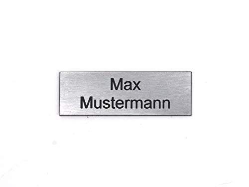 Gravurheim Briefkastenschild Türschild individuelle Gravur Name | selbstklebend - personalisiert | Kunststoff - Plastik | viele Farben und Größen (6x2cm Rechteck, Silber-Schwarz) von CopterFarm