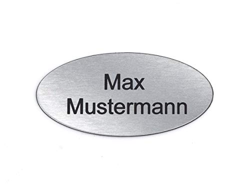 Gravurheim Briefkastenschild Türschild individuelle Gravur Name | selbstklebend - personalisiert | Kunststoff - Plastik | viele Farben und Größen (8x3,5cm Oval, Silber-Schwarz) von CopterFarm