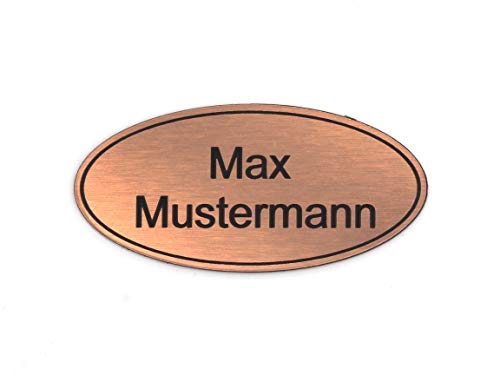 Schilderino Briefkastenschild Türschild individuelle Gravur Name | selbstklebend - personalisiert | Kunststoff - Plastik | viele Farben und Größen (8x3,5cm Oval mit Umrandung, Bronze-Schwarz) von CopterFarm