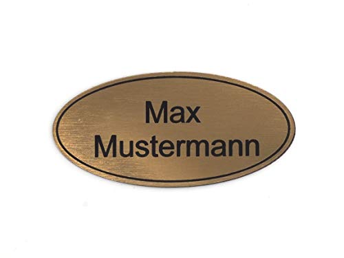 Gravurheim Briefkastenschild Türschild individuelle Gravur Name | selbstklebend - personalisiert | Kunststoff - Plastik | viele Farben und Größen (8x3,5cm Oval mit Umrandung, Gold-Schwarz) von CopterFarm