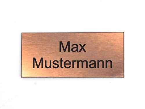 Schilderino Briefkastenschild Türschild individuelle Gravur Name | selbstklebend - personalisiert | Kunststoff - Plastik | viele Farben und Größen (8x3,5cm Rechteck, Bronze-Schwarz) von CopterFarm