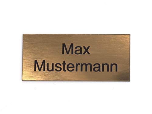 Gravurheim Briefkastenschild Türschild individuelle Gravur Name | selbstklebend - personalisiert | Kunststoff - Plastik | viele Farben und Größen (8x3,5cm Rechteck, Gold-Schwarz) von CopterFarm