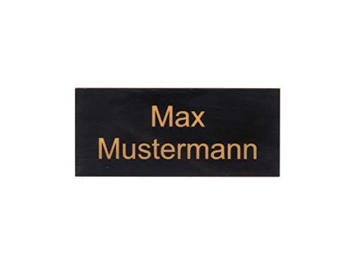 Gravurheim - Briefkastenschild Türschild individuelle Gravur Name | selbstklebend - personalisiert | Kunststoff - Plastik | viele Farben und Größen (8x3,5cm Rechteck, Schwarz-Gold) von CopterFarm