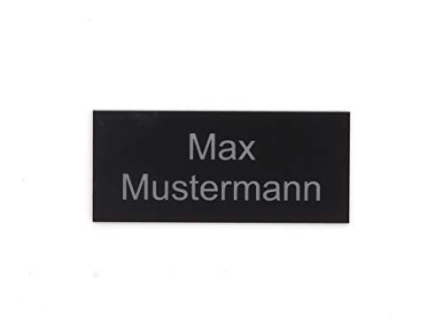 Gravurheim Briefkastenschild Türschild individuelle Gravur Name | selbstklebend - personalisiert | Kunststoff - Plastik | viele Farben und Größen (8x3,5cm Rechteck, Schwarz-Silber) von CopterFarm