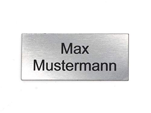 Gravurheim Briefkastenschild Türschild individuelle Gravur Name | selbstklebend - personalisiert | Kunststoff - Plastik | viele Farben und Größen (8x3,5cm Rechteck, Silber-Schwarz) von CopterFarm