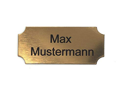 Gravurheim Briefkastenschild Türschild individuelle Gravur Name | selbstklebend - personalisiert | Kunststoff - Plastik | viele Farben und Größen (8x3,5cm Rechteck Hohlkehle, Gold-Schwarz) von CopterFarm