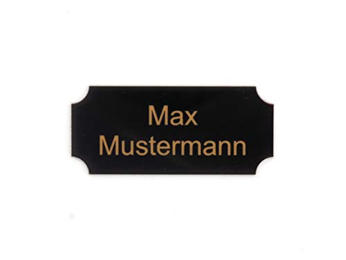 Gravurheim Briefkastenschild Türschild individuelle Gravur Name | selbstklebend - personalisiert | Kunststoff - Plastik | viele Farben und Größen (8x3,5cm Rechteck Hohlkehle, Schwarz-Gold) von CopterFarm