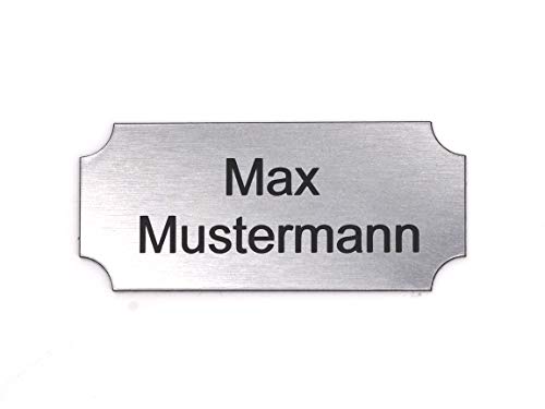 Schilderino Briefkastenschild Türschild individuelle Gravur Name | selbstklebend - personalisiert | Kunststoff - Plastik | viele Farben und Größen (8x3,5cm Rechteck Hohlkehle, Silber-Schwarz) von CopterFarm