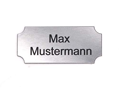 Gravurheim - Briefkastenschild Türschild individuelle Gravur Name | selbstklebend - personalisiert | Kunststoff - Plastik | viele Farben und Größen (8x3,5cm Rechteck Hohlkehle, Silber-Schwarz) von CopterFarm