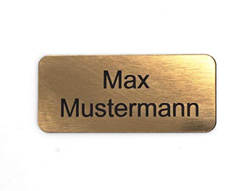 Gravurheim Briefkastenschild Türschild individuelle Gravur Name | selbstklebend - personalisiert | Kunststoff - Plastik | viele Farben und Größen (8x3,5cm Rechteck abgerundet, Gold-Schwarz) von CopterFarm