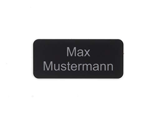 Gravurheim Briefkastenschild Türschild individuelle Gravur Name | selbstklebend - personalisiert | Kunststoff - Plastik | viele Farben und Größen (8x3,5cm Rechteck abgerundet, Schwarz-Silber) von CopterFarm
