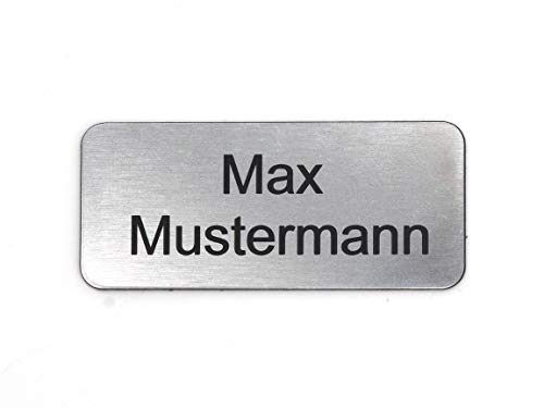 Schilderino Briefkastenschild Türschild individuelle Gravur Name | selbstklebend - personalisiert | Kunststoff - Plastik | viele Farben und Größen (8x3,5cm Rechteck abgerundet, Silber-Schwarz) von CopterFarm