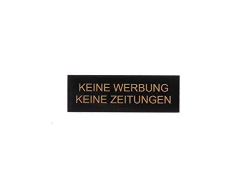 Gravurheim Briefkastenschild Türschild individuelle Gravur Name | selbstklebend - personalisiert | Kunststoff - Plastik | viele Farben und Größen (Keine Werbung Keine Zeitungen, Schwarz-Gold) von CopterFarm