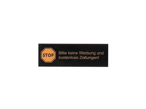 Gravurheim - Briefkastenschild Türschild individuelle Gravur Name | selbstklebend - personalisiert | Kunststoff - Plastik | viele Farben und Größen (STOP Keine Werbung, Schwarz-Gold) von CopterFarm