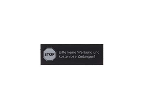 Gravurheim Briefkastenschild Türschild individuelle Gravur Name | selbstklebend - personalisiert | Kunststoff - Plastik | viele Farben und Größen (STOP Keine Werbung, Schwarz-Silber) von CopterFarm