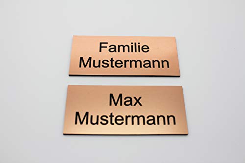 Türschild mit Gravur Bronze Kupfer - Namensschild Name - Büro Kunststoff | selbstklebend, eckig | Gravur, graviert, gestalten | Groß | Größen: 6x2 cm - 8x3,5cm (8x3,5cm) von CopterFarm