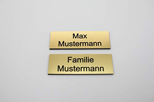 Türschild mit Gravur Gold - Namensschild Name - Büro Kunststoff | selbstklebend, eckig | Gravur, graviert, gestalten | Groß | Größen: 6x2 cm - 8x3,5cm (6x2cm) von CopterFarm